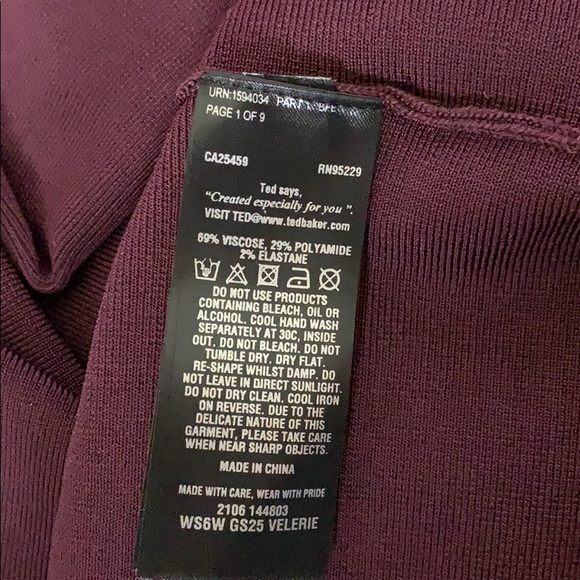 Ted Baker London Midi Skater Skirt Maroon Size 1 - Picture 8 of 10